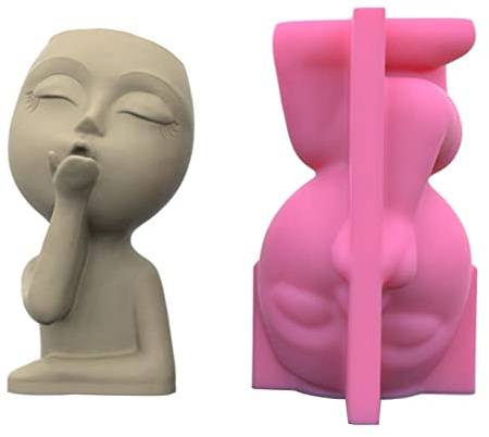 Faccia umana geometrica per il viso in gesso stampo in silicone scatola di immagazzinaggio stampo per la fabbricazione di piante grasse vaso H