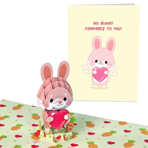 Central 23 Pop Up Karte Hase Und Herz – No Bunny Compares – Süße 3D-Popup Karte Für Männer Und Frauen – Grußkarte Für Geburtstag, Jahrestag, Valentinstag – Kommt Mit Aufklebern