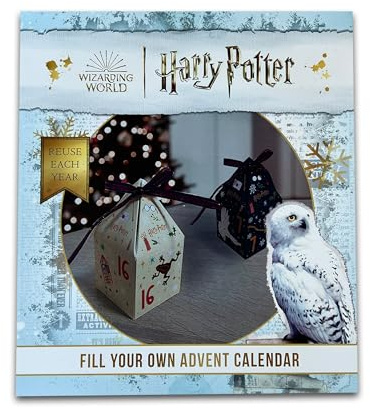 Cardology - Harry Potter Christmas Fill Your Own Advent Calendar for Harry Potter Fans | 24 Gift Boxes with ribbon for DIY Gifts, Reusable | Officially Licensed Warner Brothers