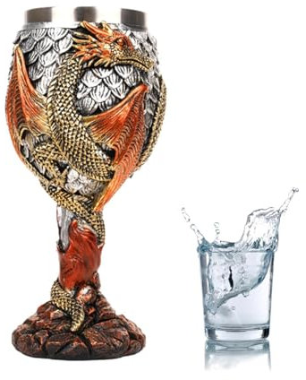 Cáliz de vino de dragón - Copa medieval de acero inoxidable con intrincado diseño de dragón | Taza creativa para fiestas, reuniones y decoración del hogar, tazas medievales duraderas y seguras