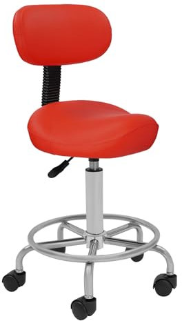 YEITBY Sattelhocker mit Rückenlehne, Ergonomischer ästhetischer Sattelhocker, 360° Drehbarer Hydraulischer Drehstuhl, Verstellbarer Hocker für Salon, Spa, Schönheit, Massage, Zahnklinik, Heimbüro