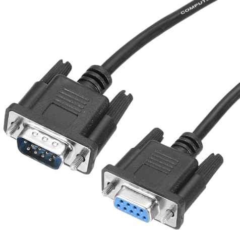 QUARKZMAN Câble Série 1.6 ft DB9 RS232 Câble Série Mâle à Femelle Cordon Modem Null 2-3 Câble d'Extension Croisé pour Communication de Données, Noir