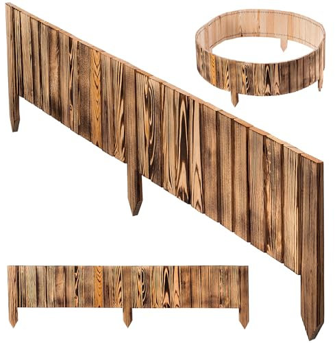 KADAX Rasenkante aus Holz, 116 x 20 cm, Beeteinfassung, Beetumrandung, Flexibler Holzzaun, Gartenzaun, Zaun für Garten, Beetbegrenzung Flexible, Mähkante Rollborder (Braun)