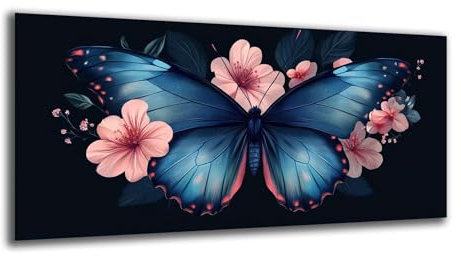 Malen Nach Zahlen Groß 220X100cm Malen Nach Zahlen ab 7 8 9 10 Jahre Mädchen Blume DIY Handgemalt Ölgemälde Set für Anfänger Kinder, Schmetterling Paint by Number Mit Pinseln Acrylfarbe,No Rahmen-z942