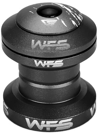 WFS NV.28 1 Inch Threadless Bike Headset - CNC Alloy, ISO 26.4mm Crown Race, Sealed Bearings, Includes Top Cap and Starnut, Matte Black