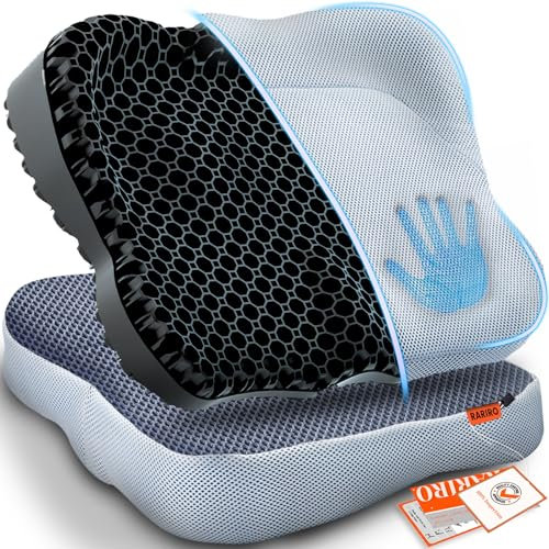 Gel Seat Cushion For Long Sitting Egg Seat Cushion Office Car Wheelchair Breathable Honeycomb chair Pressure Support Office Car Wheelchair chair Cushions Relief Double Thick Meditation Kayak Back