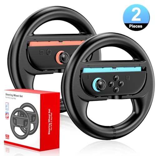 CloudValley Steering Wheel for Nintendo Switch 2, Mario Kart 8 Deluxe Racing Game Steering Wheel Accessories, Comfortable Steering Wheels Compatible with Joy-Cons Controllers