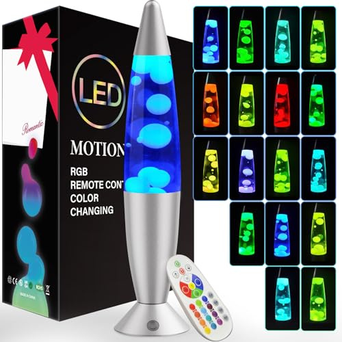 AONESY Lavalampe mit Farbwechsel Lavalampes Led mit Fernbedienung 40cm Lavalampen Weißes Wasser Weißes Wachs Lavalampe Nachtlicht Geschenk für Weihnachten Geburtstag - Weiße Flasche