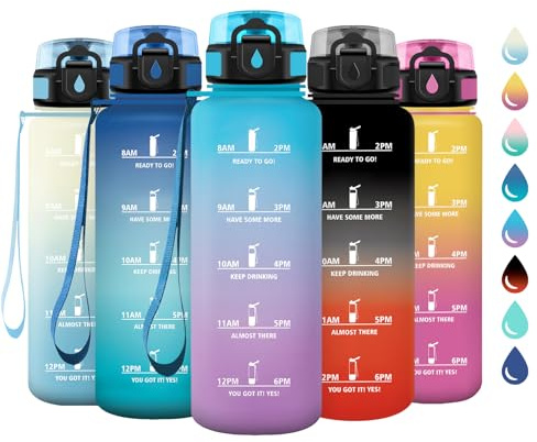 Botella Agua 1.5L, Botella con Filtro, Cantimplora Reutilizable,Botellas Motivacional con Marcador de Tiempo, Botellas sin BPA, Cantimplora para Gimnasio, Oficina, Escuela, Sport, Bicicleta, Yoga