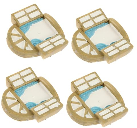 BESTonZON Adornos de Paisaje en Miniatura para Ventana de Resina, Decoración de Micropaisajismo para Jardín de Hadas, Accesorios de 4 Piezas para Macetas y Bonsáis, Ideales para Decoración