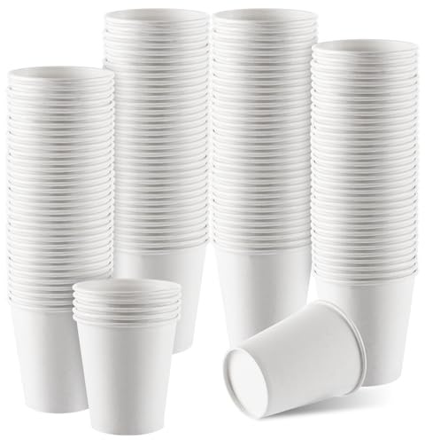 MUXHEL 500 Stück Pappbecher, 200ml / 7 oz, Papierbecher, Pappbecher weiß, Kaffeebecher, Einwegbecher, Partybecher, Trinkbecher, Coffee to go, für Veranstaltungen, Büros und Cafés