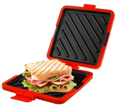 Rachlicy Microwave Toastie Sandwich Maker Heat Resistant Microwave Toaster with Silicone Case No Electricity Sandwich Maker for Breakfast Grill Snacks