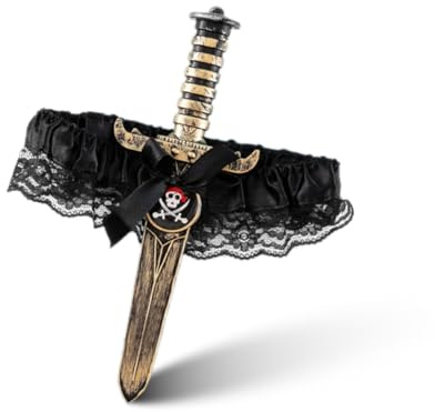 ZORVYN Jarretière et Ceinture Porte-jarretelles Réglable pour Femme Accessoire Élégant et Original pour Costume Pirate ou Soirée (Noir)