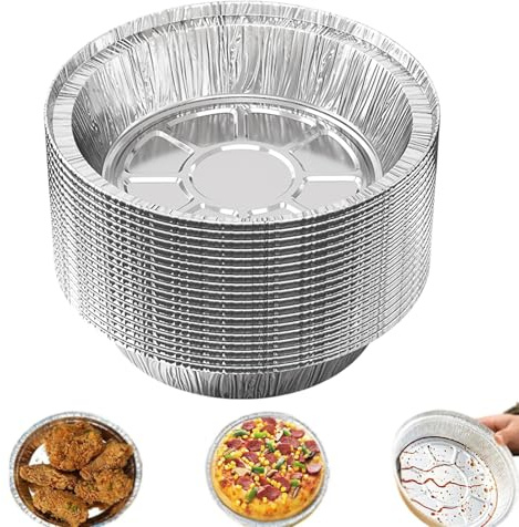 Inserto para la cesta de la freidora de aire caliente | 50 cuencos de papel de aluminio, insertos redondos resistentes al para cestas de cocción al vapor, para accesorios de horneado