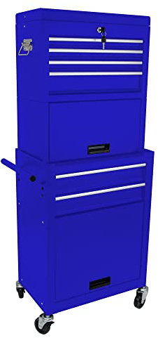 FammyLoft Carrello degli attrezzi con Ruote Rolling Cassetta degli attrezzi con 6 Cassetti, Cassetta degli attrezzi in Metallo per Workshop Riparazione 2 in 1 Carrello Portautensili Rimovibile con 4
