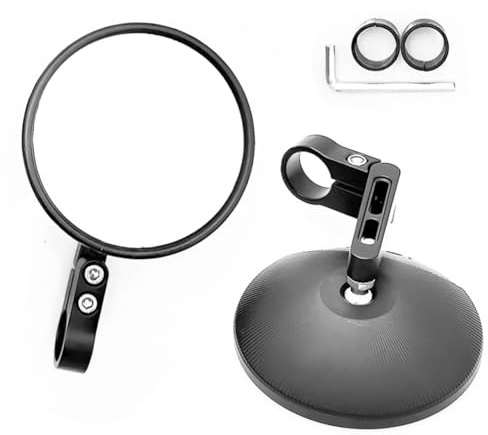 2 Stück CNC Motorradspiegel Set, Motorrad Spiegel, Lenkerendenspiegel, 360° Drehbare Runde Lenkerendenspiegel, Geprüft, Kompatibel mit Motorrad, ATV, Roller, Universelles Zubehör