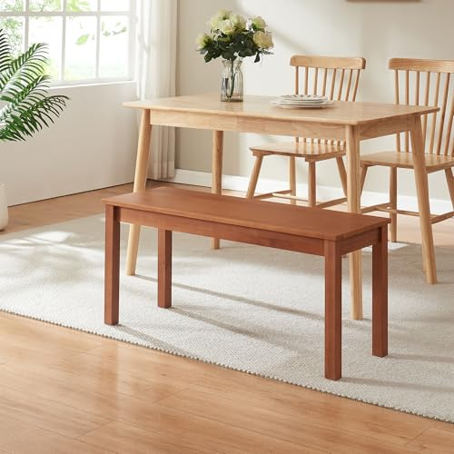 [en.casa] Banco Largo para Mesa de Comedor Trerunulu Asiento de Comedor Cocina Madera de Pino 4 Patas 100 x 35 x 45 cm Efecto Nogal