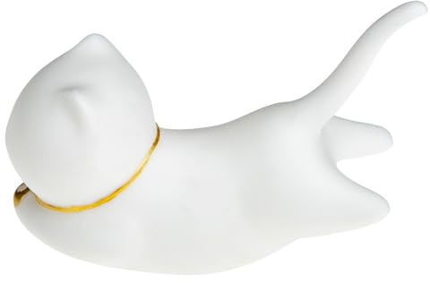 JOINPAYA Porta Incenso in Ceramica a Forma di Gatto Cartoon, Brucia Incenso Compatto Bianco, Ornamento da Scrivania Decorativo per Aromaterapia e Ambienti Interni