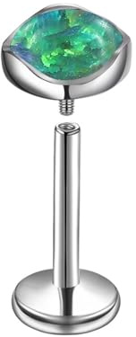 Hoisy Stecker Nasenpiercing 18G Titan 4mm-1,0x10mm, Rund mit Opal, Nasenpiercing für Damen Silber Hellgrün