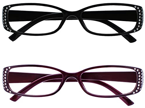 La Compañía Gafas De Lectura Negro Y Negro Púrpura Diamonte Estilo Lectores Valor Pack 2 Mujeres Señoras RR93-15 +2,50