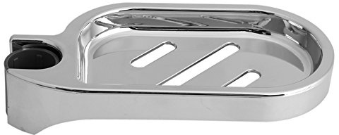 Delaman Seifenschale Halter Verstellbare Seifenhalter für Duschstange Slide Praktische Bad Gadget, Silber Chrom, Lochdurchmesser 25mm