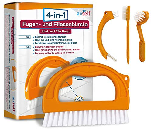 airself Fugenbürste & Fliesenbürste – Set aus 4 praktischen Reinigungsbürsten für Haushalt, Bad, Küche – genial auch als chemiefreier Schimmelentferner