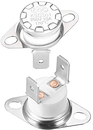sourcing map Interrupteur contrôle température KSD301 thermostat 170°C 10A normalement fermé NC 2Pcs