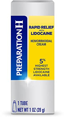 Preparation H Rapid Relief Hemorrhoid Cream with Lidocaine, Numbing Relief for Swelling, Pain, Burning and Itching - 1 Oz Tube