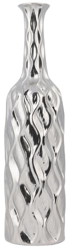 Längliche Vase in silbenfarbener Metall-Optik silbern Bassania