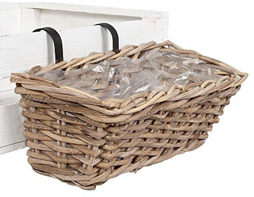 LEBENSwohnART Balkon Pflanzkorb Verona ca. L60cm Hängekorb Blumenkasten Blumenkorb Rattankorb