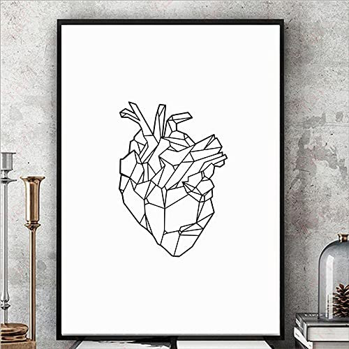 Stampe su tela Cuore geometrico Art Poster Stampa Wall Art Medicina Anatomia Cuore Tela Pittura Anatomica Immagine della parete Decorazione del soggiorno Senza cornice