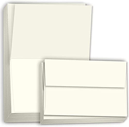Hamilco Cream White Cardstock Blank Place Tent Folded A2 Cards - Greeting Invitations Stationary - 4 1/4 x 5 1/2 Heavy weight 80 lb Card Stock for Printer