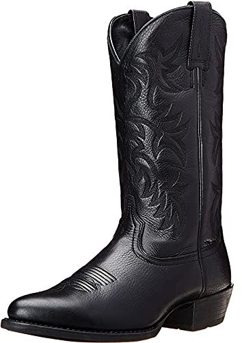 Botas de Vaquero para Hombre de Cuero PU con Punta Puntiaguda Vintage Bordado Tacón en Bloque Otoño Invierno Botas a Media Pierna