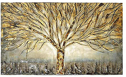 XIANGPEIFBH Albero della vita in oro dipinto poster e stampe su tela quadri astratti quadri moderni per la casa arredamento soggiorno 40x65 cm (16x26 pollici) con cornice