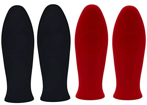 Bessy shop Hot Handle Holder,4PCS Silicone Hot Handle Holder Potholder Pan Handle Cover for Cast Iron Skillets Rubber Pot Handle Sleeve