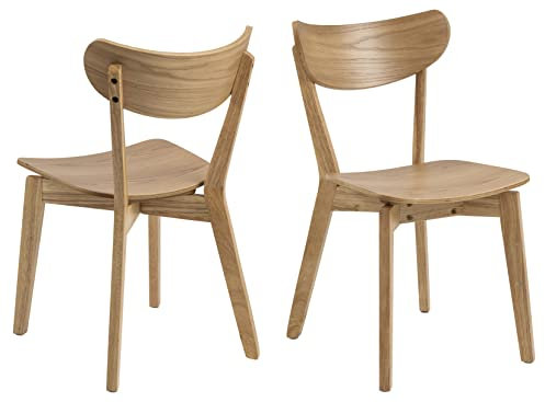 AC Design Furniture Roxanne Esszimmerstühle 2er Set, H: 79,5 x B: 45 x T: 55 cm, Eichen Look, Holz, Eiche