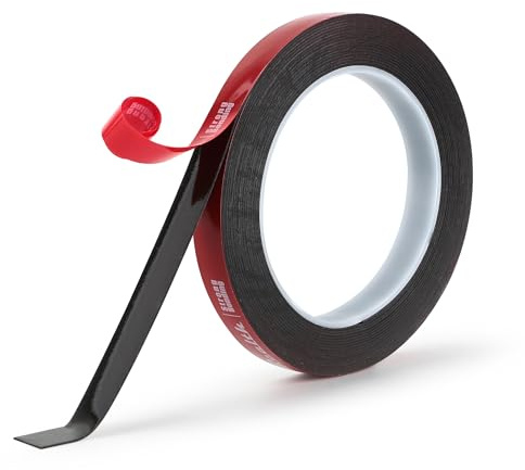 Realth Double Sided Mounting Tape 13mm x 5.5m x 0.8mm 5925 | Black, Heavy Duty Foam Tape, Strong Adhesive, No Residue, Waterproof, for Car Home Office Deco, Repair Replacement Craft