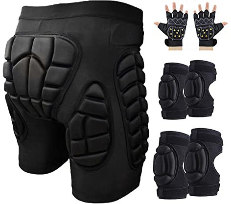 LONGPING 3D-gepolsterte Shorts for Snowboarden, Skischutz, Skaten |mit Po-, Hüft- Und Steißbeinschutz Crash Pants S-3XL (Color : A1, Size : L)