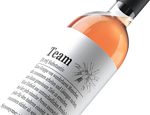 1x Flaschenetikett Team 9,5 x 12,5cm, für Weinflaschen und Flaschenlichter - Geschenk für Mitarbeiter, Kollegen und Chefs - Ideal für Abschied, Dankeschön, Geburtstag, Lieblingskollegin, Chefin