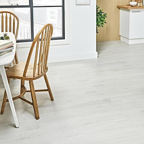 AMBULABO Peel and Stick Flooring – 7pcs (1m²) Wood Effect Vinyl Self Adhesive Floor Planks (White Oak)