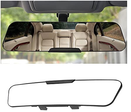 8sanlione Car Rearview Mirrors, Interior Clip-on Panoramic Trapezoid Rear View Mirror for Car, Wide Viewing Range, 12 inch HD Universal Use for Cars, SUVs, Trucks, Vehicles (White)