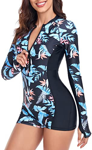 UNIQUEBELLA Traje de baño de Manga Larga para Mujer Protección Solar UPF50 + Protección UV Traje de baño de Secado rápido para Surf Natación Deportes al Aire Libre