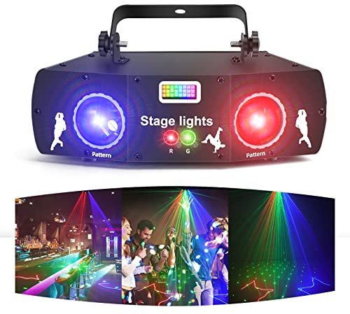 Disco Light Party Light, 3D RGB Animation DMX Effect Spotlight LED Light DJ Projector Music Controlled DJ Disco Lights, for KTV Family Reunion Wedding Birthday Halloween Advent Calendar