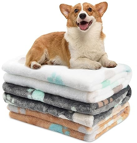 OdiuK 3 Stück Hundedecke Sofa Katzendecken Waschbar Flauschig Haustierdecke, 3 Farben Cute Paw Print Flauschigdecke Hunde, Haustierdecke Schlafmatte Für eine Vielzahl von Haustieren 60 * 40CM