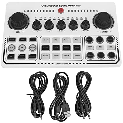 Mélangeur de Carte Son en Direct, Mélangeur de Réduction de Bruit Intelligent, Mini Carte de Mixage de Son USB, Accessoires Audio de Musique, Mélangeur de Podcast, Petit Mélangeur DJ, Mélangeur Stéréo