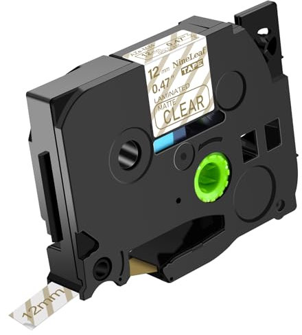NineLeaf 1 Packung Ersatz für Brother P-Touch TZe-M34 TZ-M34 TZeM34 TZM34 AZe 12mm 0.47'' Bänder Laminiert Gold auf Mattem Transparent Schriftband für Ptouch PT-D210 H110 7600 Beschriftungsgerät