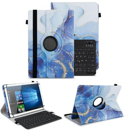 Schutzhülle kompatibel für Telekom T Tablet / 2 Tasche Schutz Hülle 10,4 Zoll Kunstleder Bluetooth Tastatur QWERTZ 360 Drehbar Cover Keyboard Case
