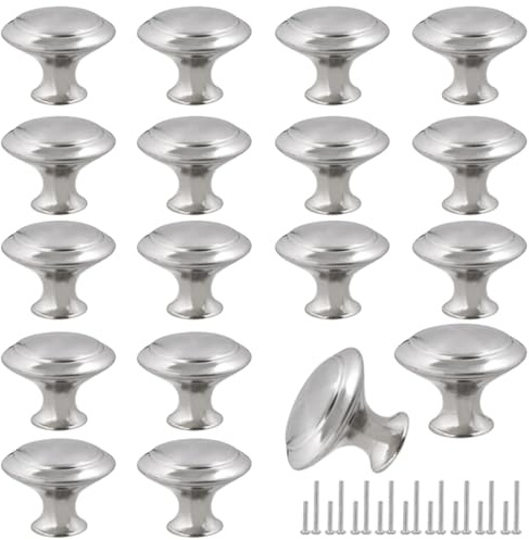 Romeda 30mm Silver Cabinet Knobs - 18 Pieces Drawer Pulls for Dressers, Kitchen, Cabinets With Screw