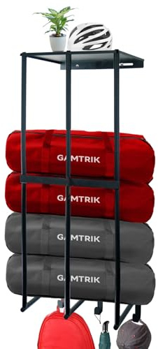 gamtrik Camping Chairs Storage for Garage - Metal Camping Chair Wall Holder for Garage Organization, Camping Chair Storage Racks with 3 Hooks, Beach Chair Umbrella Wall Storage Rack