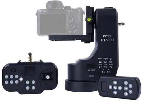 ZIFON PT-5000 Ferngesteuerter Schwenk-Neige-Videostativstabilisator, Belastbar 5kg, 360° Stufenlose Drehung für Spiegellose Kameras, Telefonvideoaufnahmen.